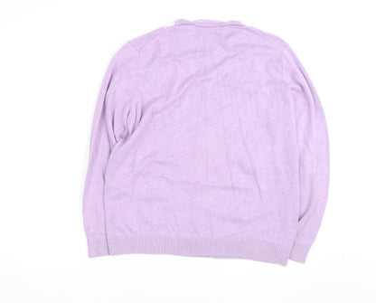Marco Pecci Men’s Purple Argyle V-Neck Cotton Jumper M