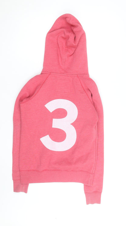 Jack Wills Womens Pink Full Zip Hoodie UK 8 Casual Lined Sweatshirt