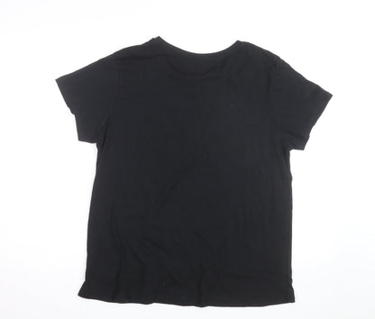 Paramour Women's Black Cotton Star Beaded Short Sleeve T-Shirt Size 14