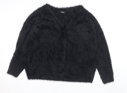Simply Be Women’s Black Fuzzy V-Neck Long Sleeve Cardigan Size 20