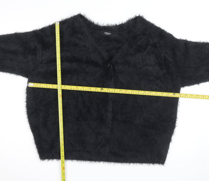 Simply Be Women’s Black Fuzzy V-Neck Long Sleeve Cardigan Size 20