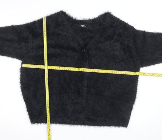 Simply Be Women’s Black Fuzzy V-Neck Long Sleeve Cardigan Size 20