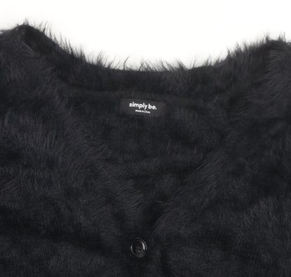 Simply Be Women’s Black Fuzzy V-Neck Long Sleeve Cardigan Size 20