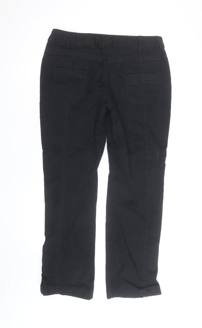 Next Women's Black Cargo Trousers Size 12 Regular Cotton Blend