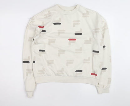 FILA Men's Beige Graphic Logo Pullover Sweatshirt Size M