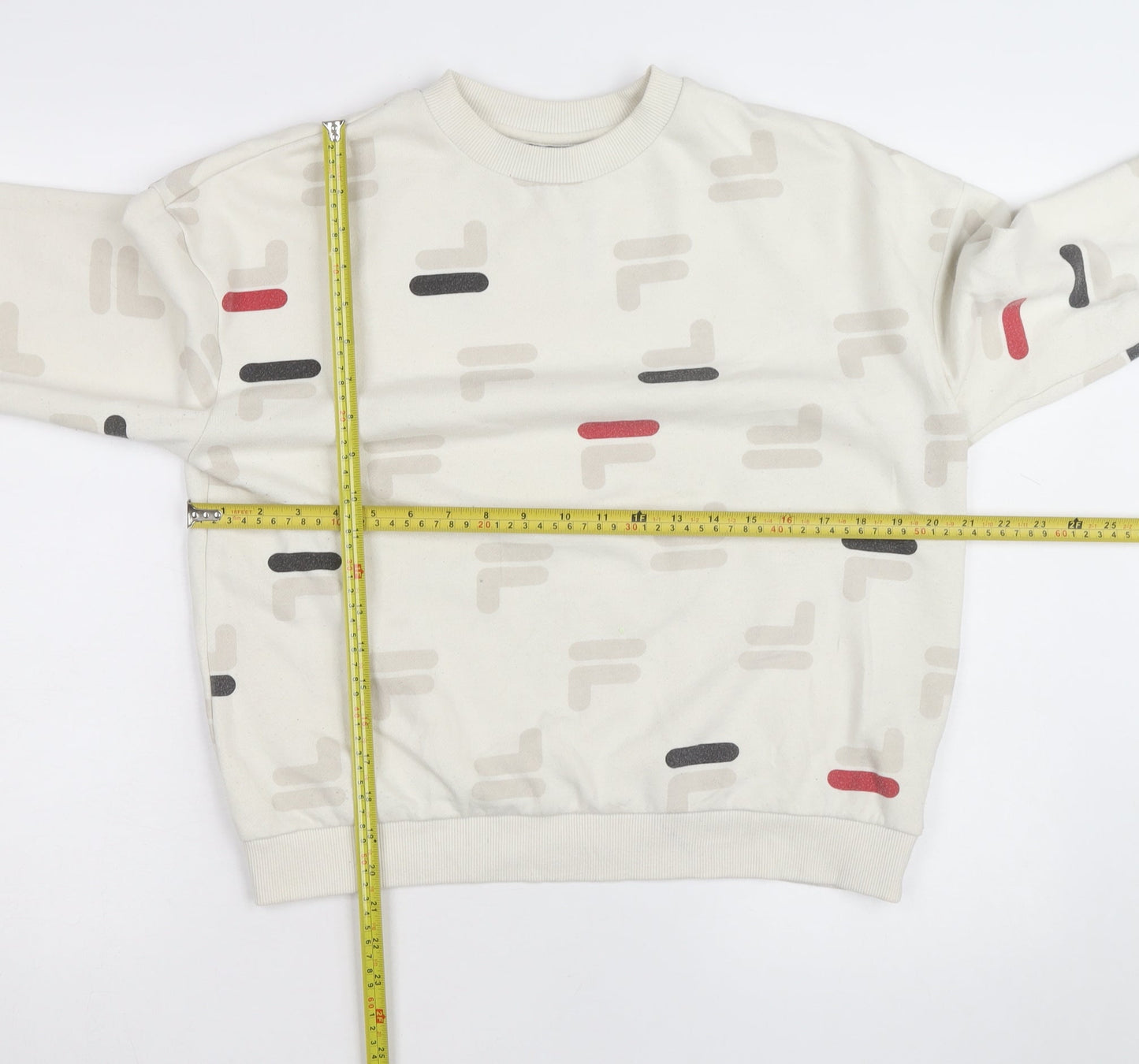 FILA Men's Beige Graphic Logo Pullover Sweatshirt Size M