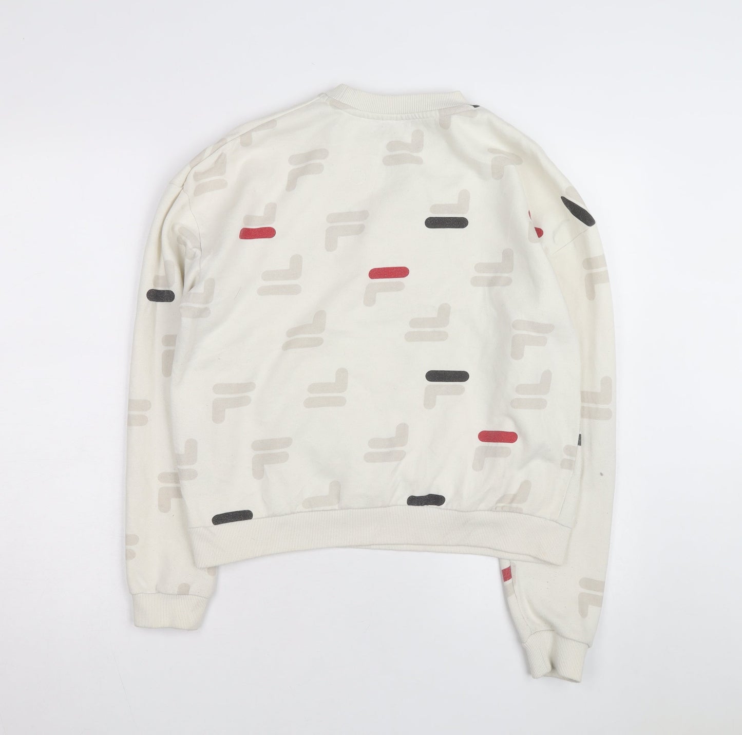 FILA Men's Beige Graphic Logo Pullover Sweatshirt Size M