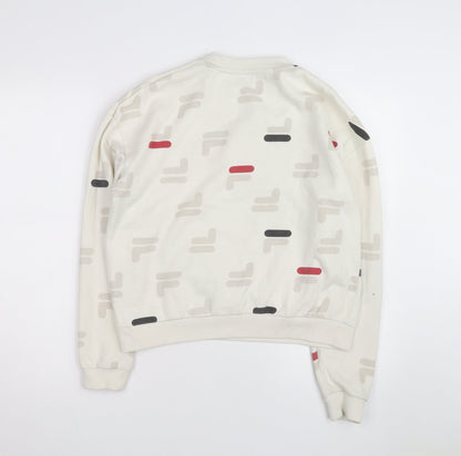 FILA Men's Beige Graphic Logo Pullover Sweatshirt Size M