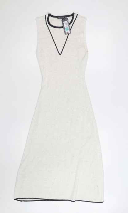 Marks and Spencer Women’s Ivory Knit A-Line Midi Sleeveless Dress M