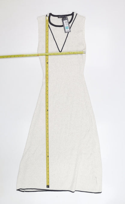 Marks and Spencer Women’s Ivory Knit A-Line Midi Sleeveless Dress M