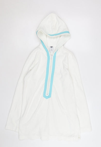 GAP Unisex XS White 1/2 Zip Terry Hoodie Lightweight Cotton Blend