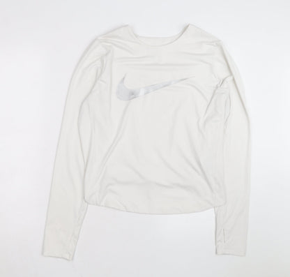 Nike Men's White Dri-Fit Long Sleeve Athletic Top L