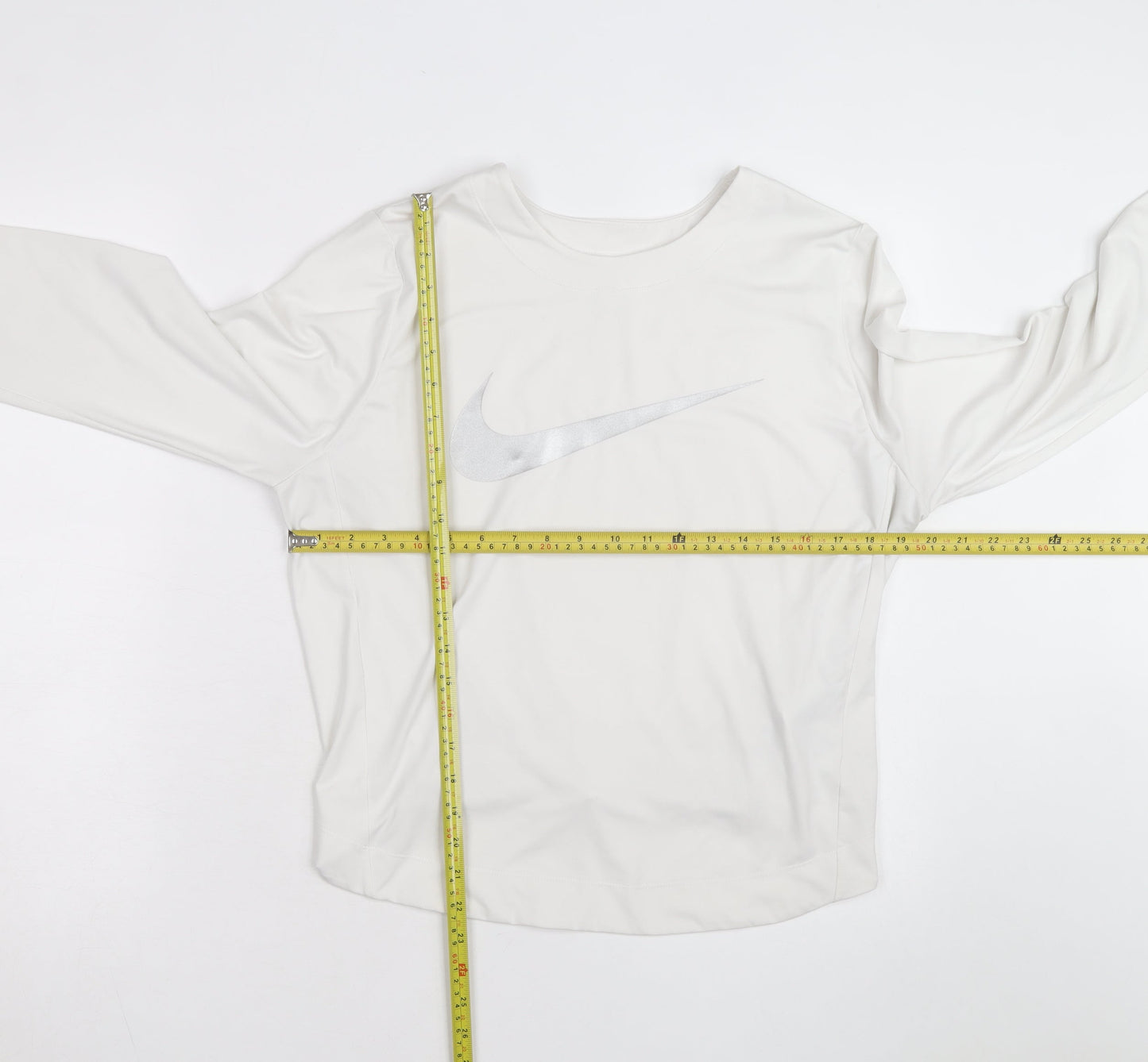 Nike Men's White Dri-Fit Long Sleeve Athletic Top L
