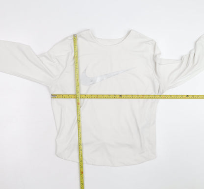 Nike Men's White Dri-Fit Long Sleeve Athletic Top L