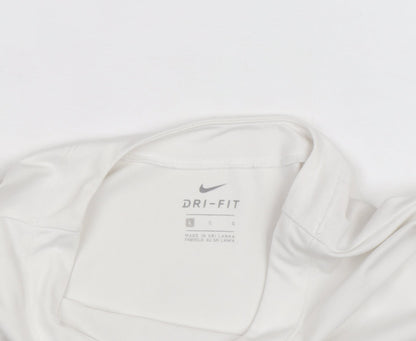 Nike Men's White Dri-Fit Long Sleeve Athletic Top L