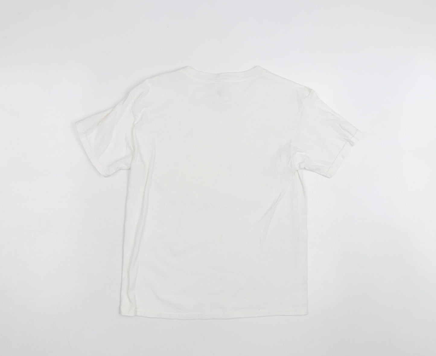 Gildan Men's White Overworld Graphic Print Cotton T-Shirt M