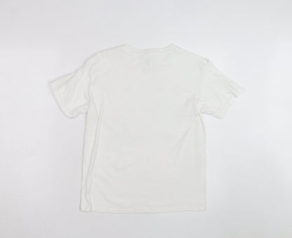 Gildan Men's White Overworld Graphic Print Cotton T-Shirt M