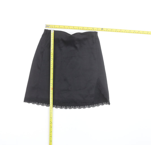 H&M Divided Women's Black Short Lace Hem Skirt Size 2XS