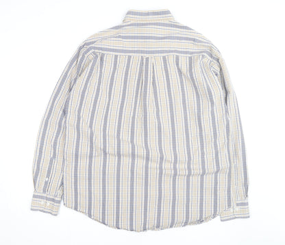 Dubarry Men's Beige Blue Check Button-Up Shirt XL Cotton Casual