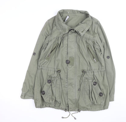 Next Womens Green Cotton Parka Jacket Size 10 Military Style