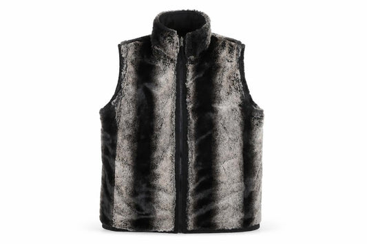 CEM Men's Grey Faux Fur Zip Waistcoat Bodywarmer M