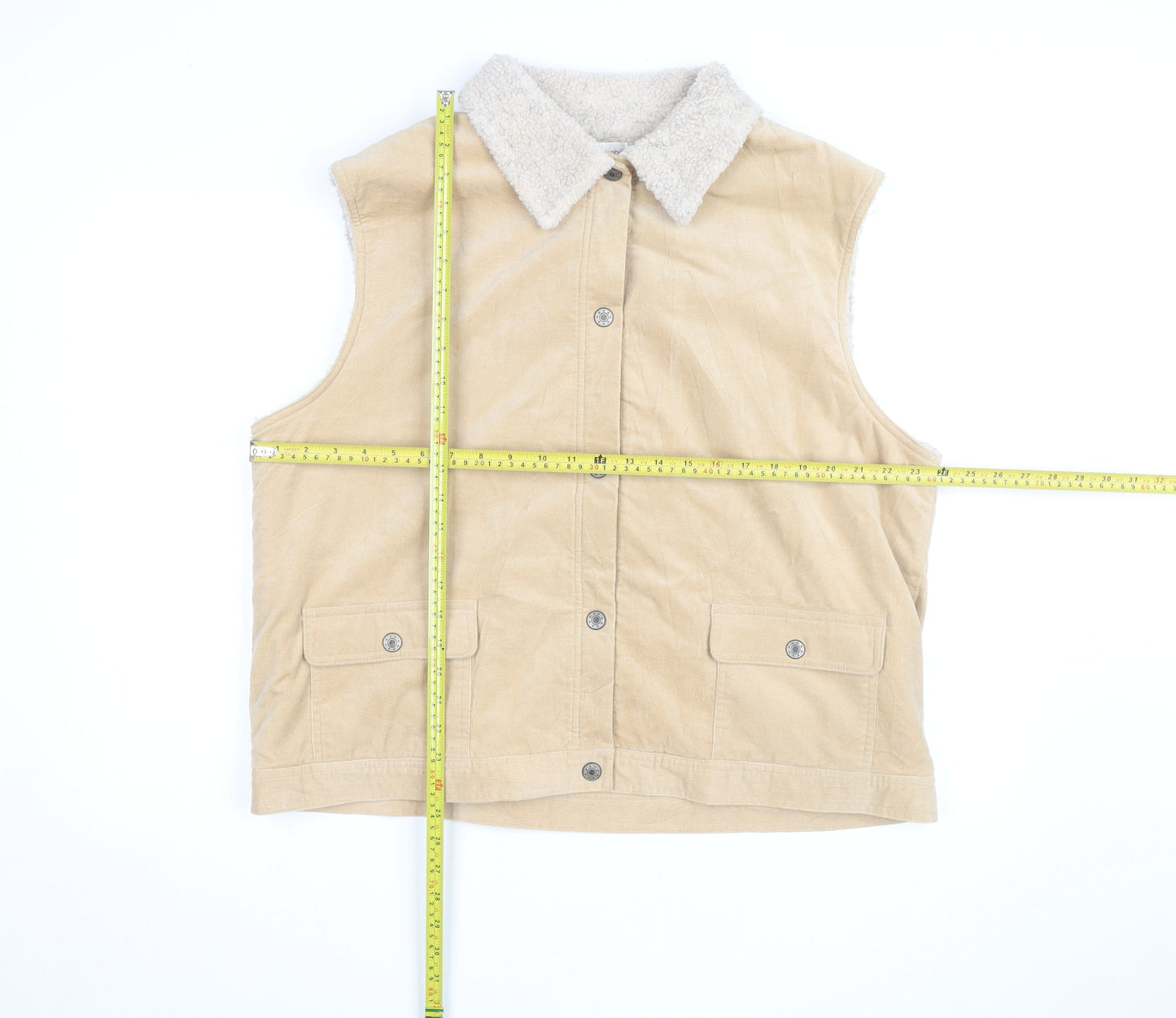 Bonmarché Men's Beige XL Corduroy Sherpa Lined Waistcoat