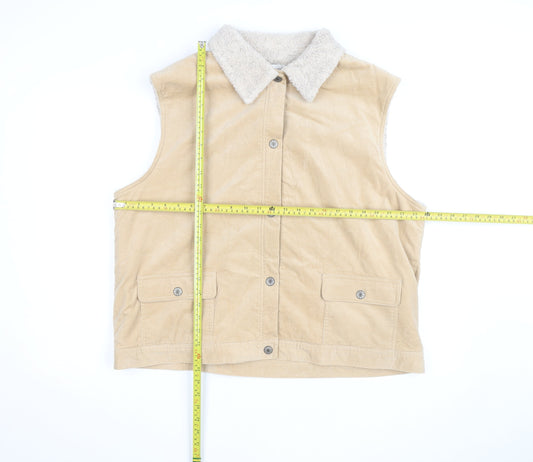 Bonmarché Men's Beige XL Corduroy Sherpa Lined Waistcoat