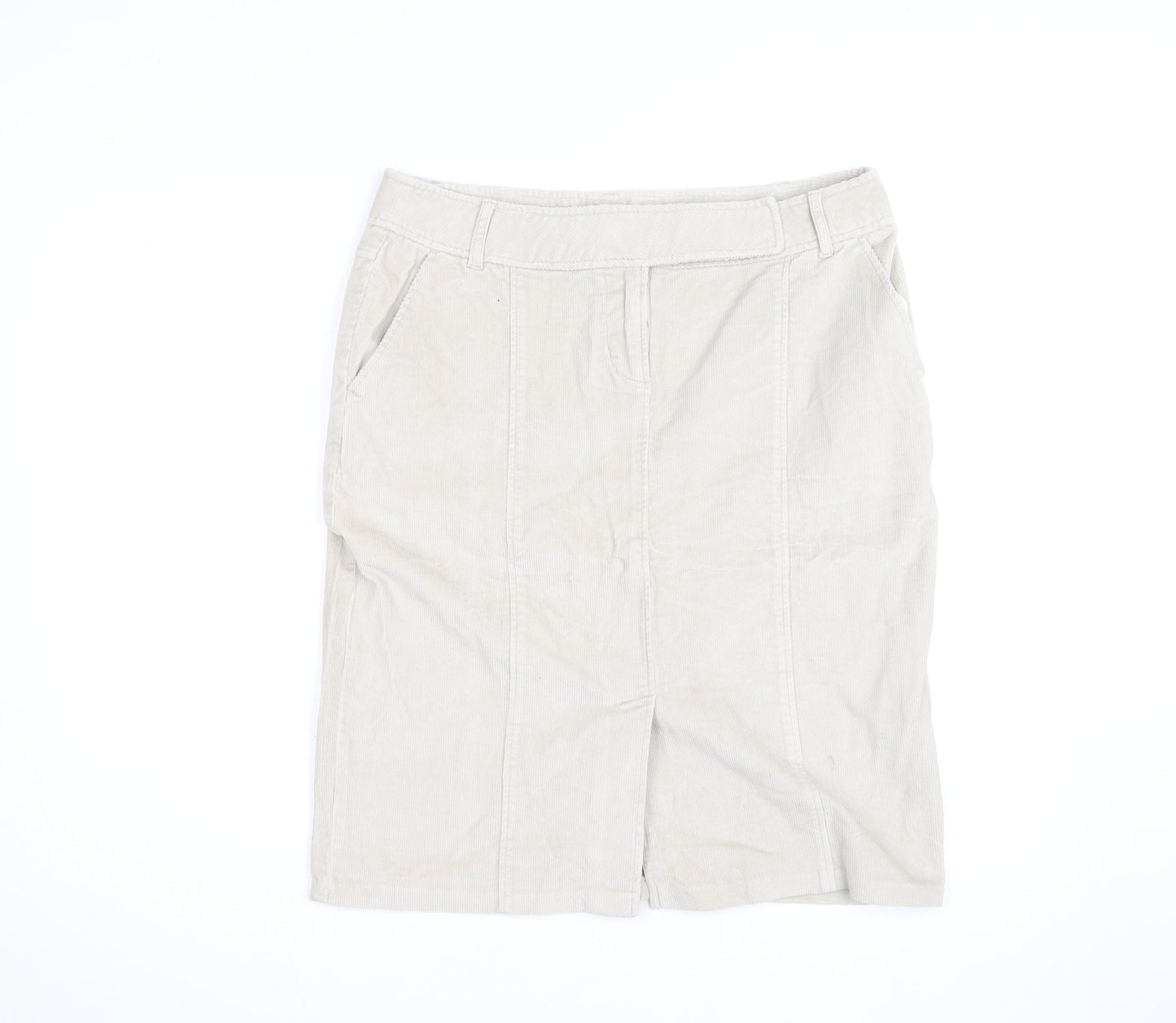 Evie Women Beige Corduroy Knee Length Straight Skirt Size 14