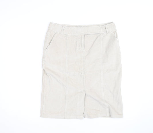 Evie Women Beige Corduroy Knee Length Straight Skirt Size 14