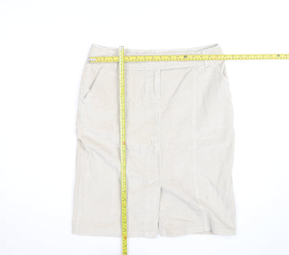 Evie Women Beige Corduroy Knee Length Straight Skirt Size 14