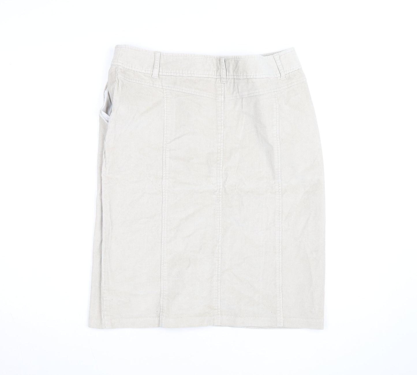 Evie Women Beige Corduroy Knee Length Straight Skirt Size 14
