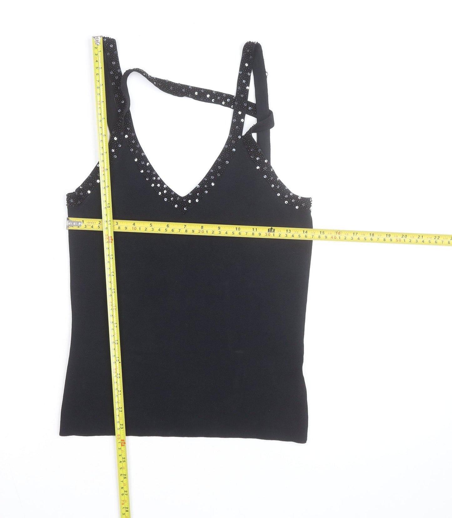 Wallis Women's Black Sequin Camisole Tank Top Size 12