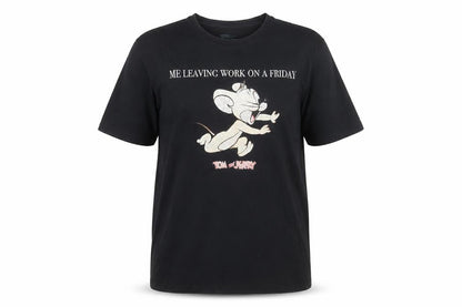 Tom and Jerry Men's Black Graphic Cotton T-Shirt L