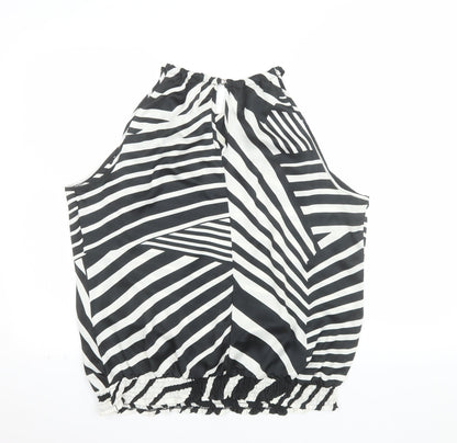 Wallis Women’s Black & White Striped Sleeveless Halter Blouse Size L