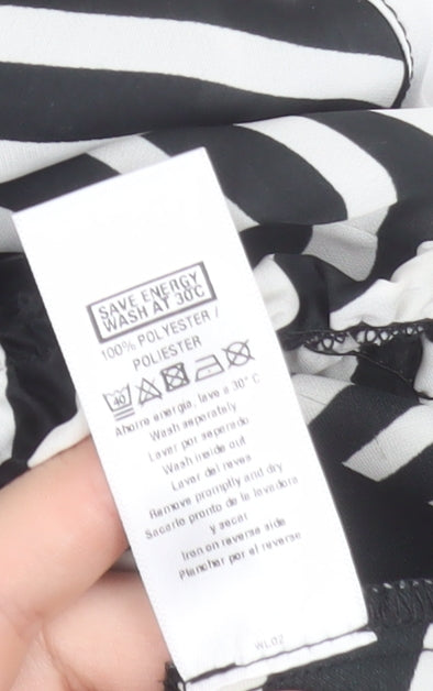 Wallis Women’s Black & White Striped Sleeveless Halter Blouse Size L