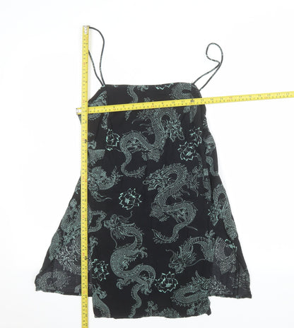 Motel Women’s Black Dragon Print Viscose Camisole Tank Top Size S