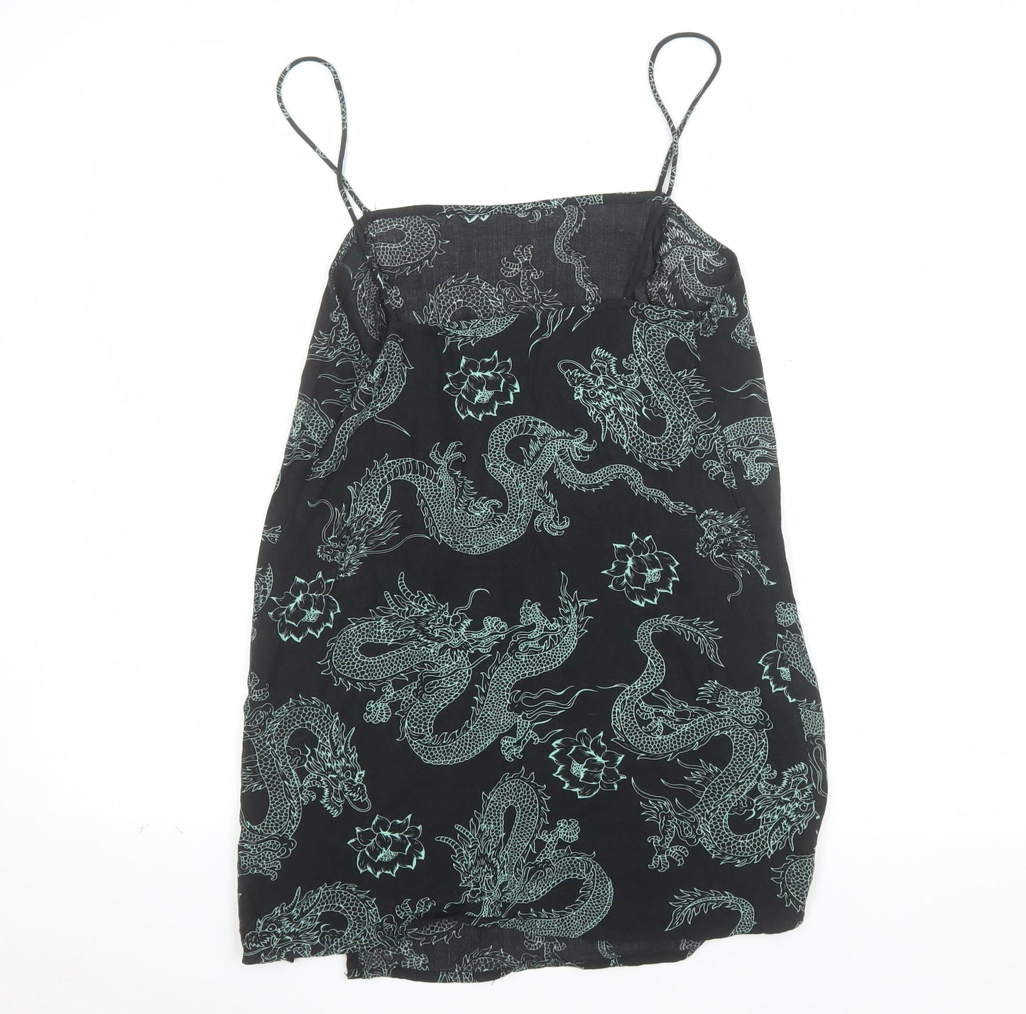 Motel Women’s Black Dragon Print Viscose Camisole Tank Top Size S