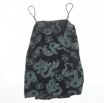 Motel Women’s Black Dragon Print Viscose Camisole Tank Top Size S