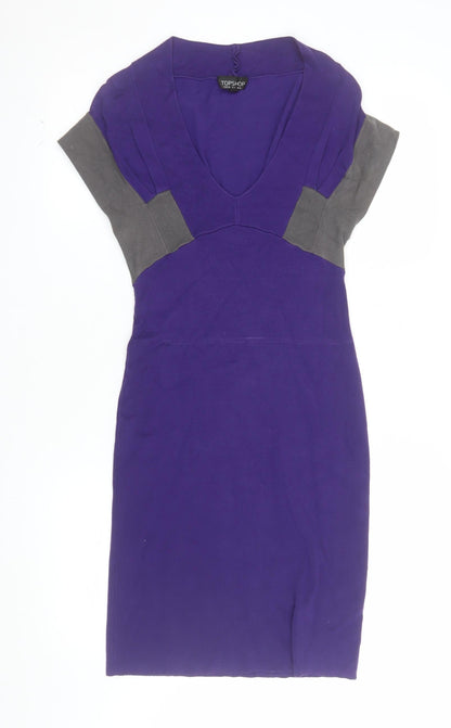 Topshop Women's Purple Bodycon Knee Length Dress Size 8