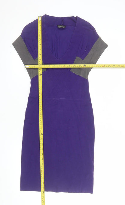 Topshop Women's Purple Bodycon Knee Length Dress Size 8