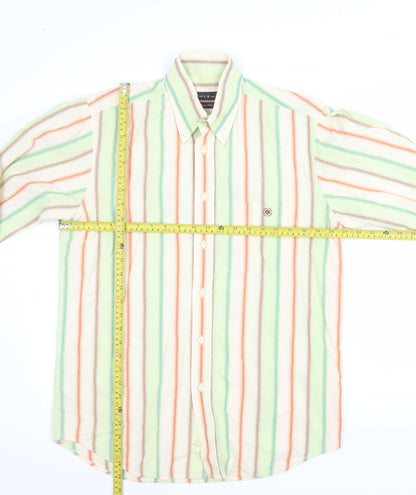 Memo's Men's Multicoloured Striped Classic Fit Cotton Button-Up Shirt M