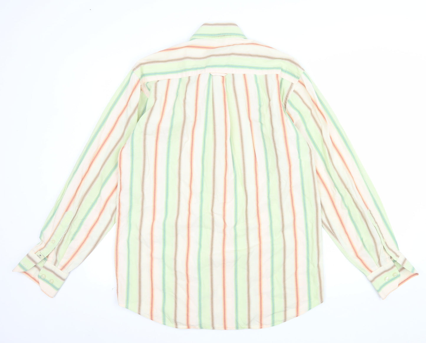 Memo's Men's Multicoloured Striped Classic Fit Cotton Button-Up Shirt M