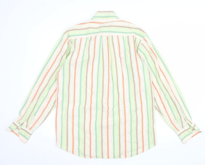 Memo's Men's Multicoloured Striped Classic Fit Cotton Button-Up Shirt M