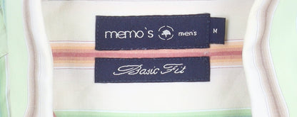 Memo's Men's Multicoloured Striped Classic Fit Cotton Button-Up Shirt M