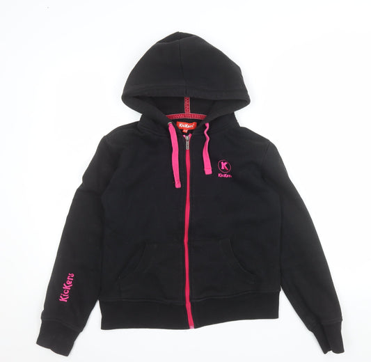 Additional front view of Kickers Teen girls’ black pink full zip hoodie, size 14, cotton