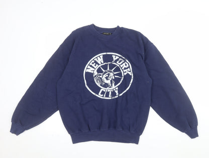 River Island Men's Blue New York City Graphic Pullover Sweatshirt Size S