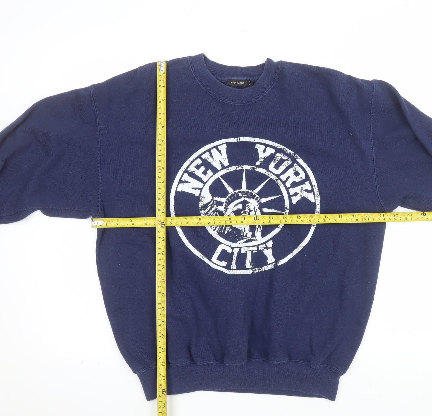 River Island Men's Blue New York City Graphic Pullover Sweatshirt Size S