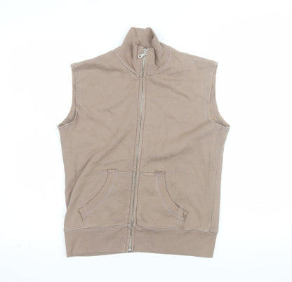 Vintage Process Womens Beige Full Zip Vest Hoodie M/L 100% Cotton