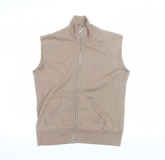 Vintage Process Womens Beige Full Zip Vest Hoodie M/L 100% Cotton