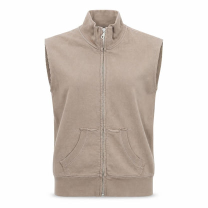 Vintage Process Womens Beige Full Zip Vest Hoodie M/L 100% Cotton
